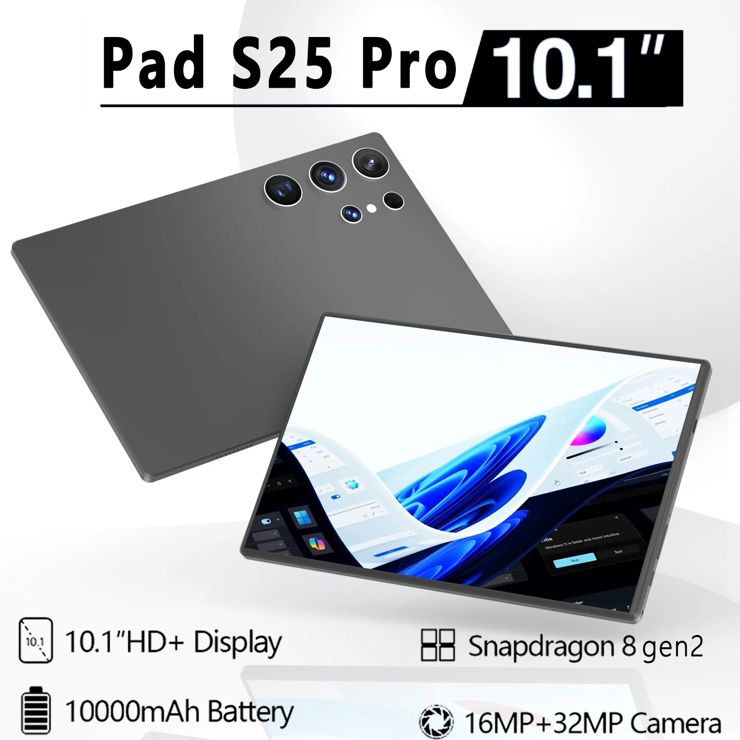 S25 Pro 5G Tablet Tablet Android 14 da 10.1 pollici Qualcomm8 Gen 2 22GB RAM 2TB ROM Tablet PC Doppia fotocamera Doppia scheda SIM Wifi Tipo-c