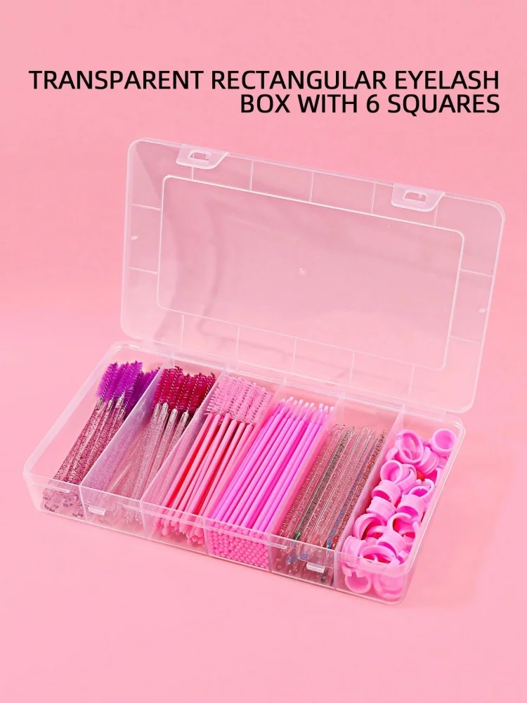 6 Grids Clear Storage Box for Nail Art Brushes Disposable Mascara Wands Multipurpose Organizer for Eyelash Extension Tools