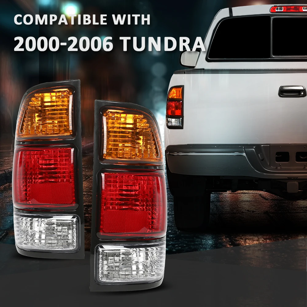 

Tail Lights Assembly W/Wiring for Toyota Tundra Regular Cab & Access Cab 2000-2006 Fleetside Left & Right Rear Brake Lamp Clear