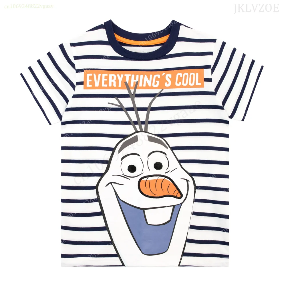 Frozen T Shirt Girls Kids Men Summer Short Sleeve Friends Stripe Tee Shirt Clothes Olaf T-shirt Children