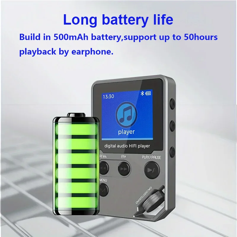 C5 8GB lossless Bluetooth MP3-muziekspeler, behuizing van zinklegering, draaibedieningen, draadloze verbinding, FM-radio, stemrecorder