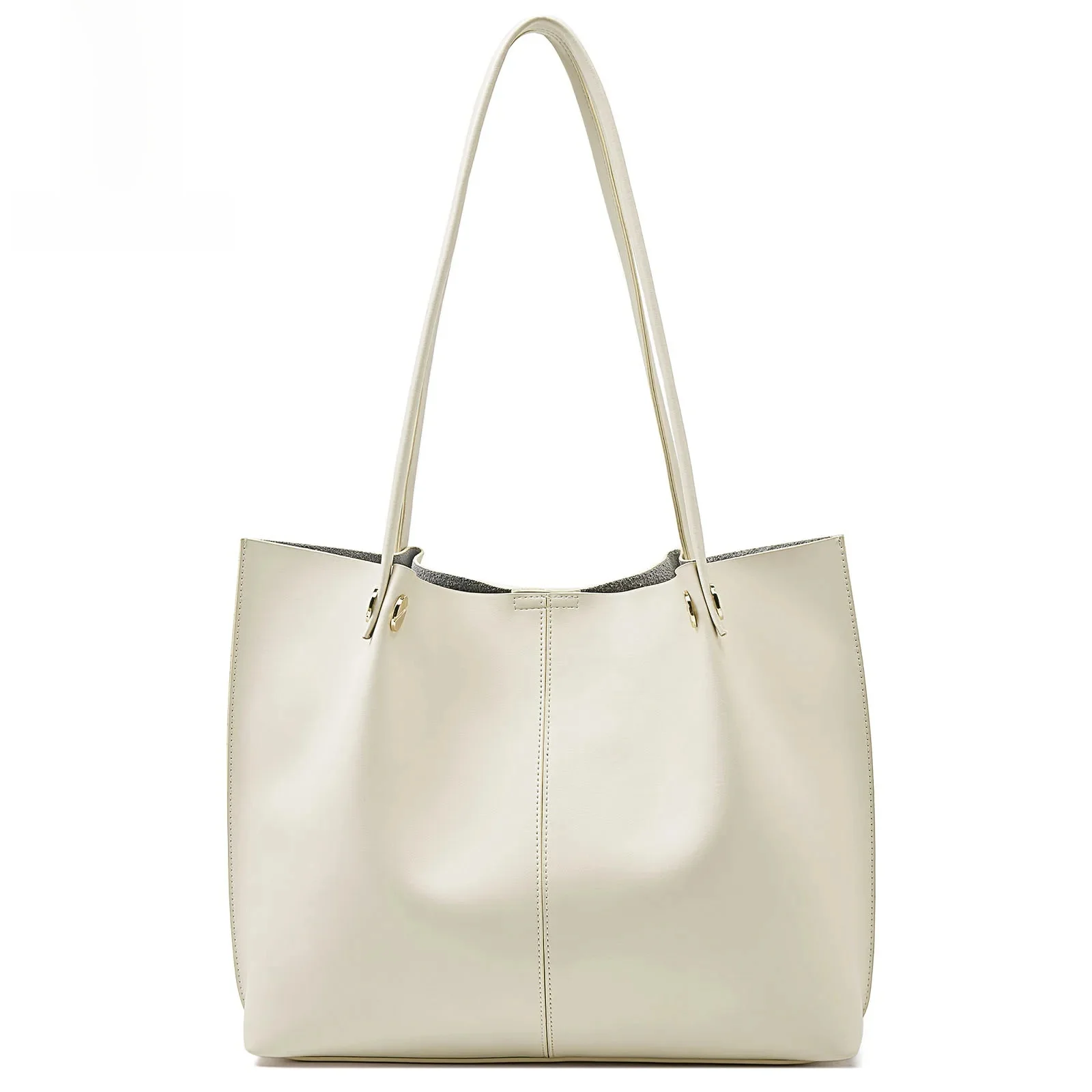 FOXER Modna Retro Damska Torba na Ramię ze Skóry Licowej, Prosta Torba typu Tote, Luksusowa Torebka Damska do Biura, Duża Pojemność, Prezent na Boże Narodzenie — zdjęcie 2