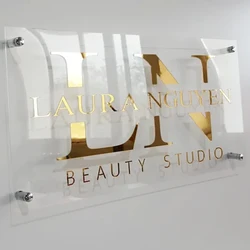 Custom Cut Mirror Acrylic Name Sign On Acrylic With Stand Offs DIY House Number Plaque Modern Plaque Effect Street Name Plaque