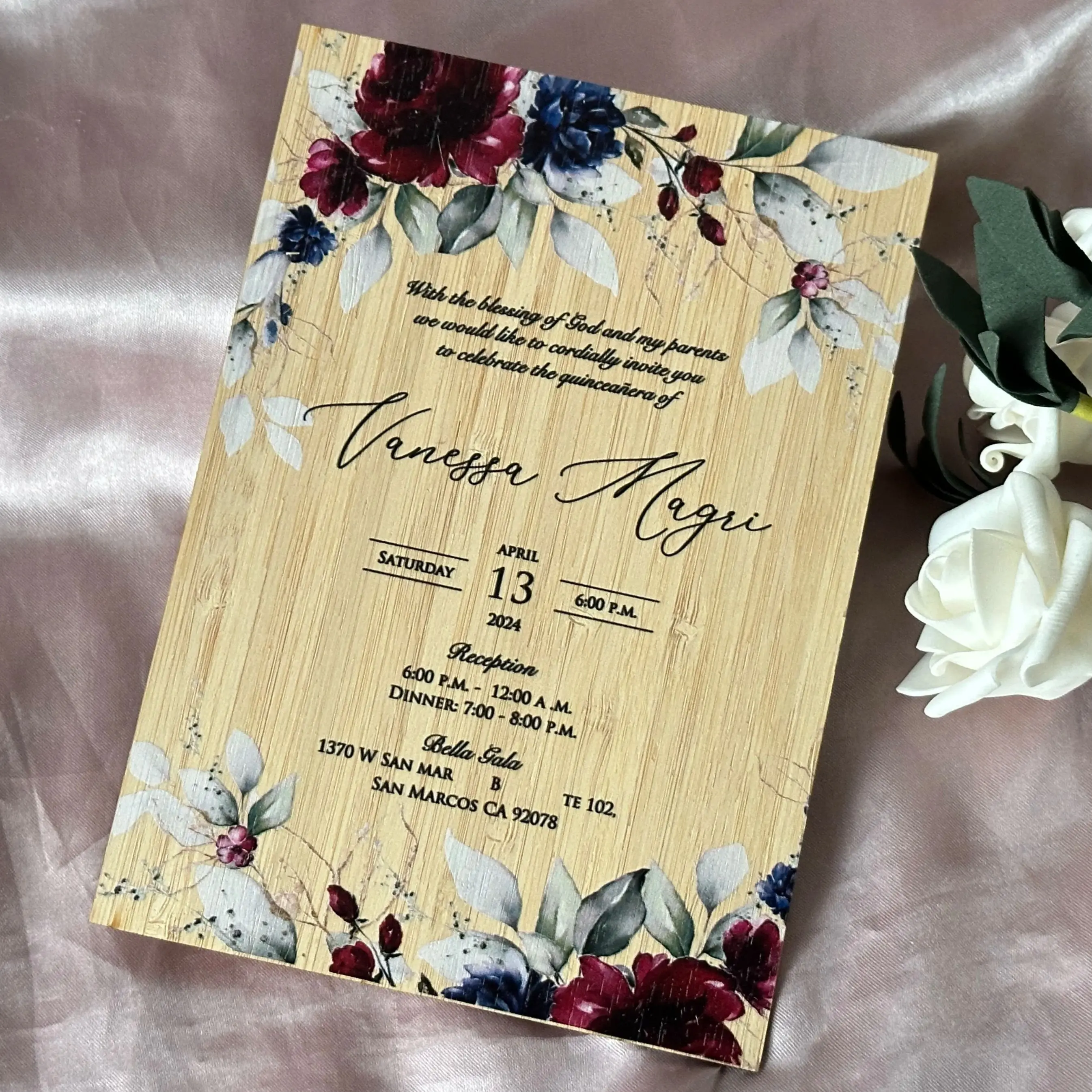 10pcs Wooden Board Wedding Invitation, Custom Invites Dinner Menu,Birthday,Christening Invitation for Party Decoration