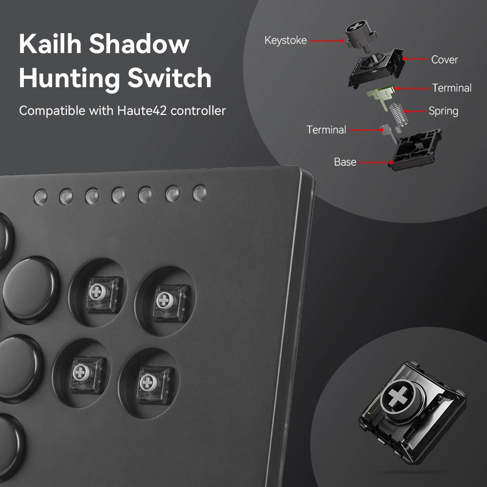 Haute42 Kailh Interruttore da caccia con ombra a basso profilo per controller senza leva Hitbox Tastiera meccanica Interruttore silenzioso lineare Hitbox