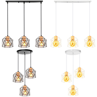 3 Heads E27 Pendant light Retro Loft Industrial Hanging Lamp Vintage Ceiling Chandelier Fixture Cage Modern Home Kitchen Decor