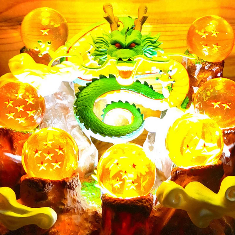 Seven-Star Dragon Ball Figure Luminous Rockery Base Shenlong Dragon Ball Bracket Model Crystal Ball Wishing God Dragon