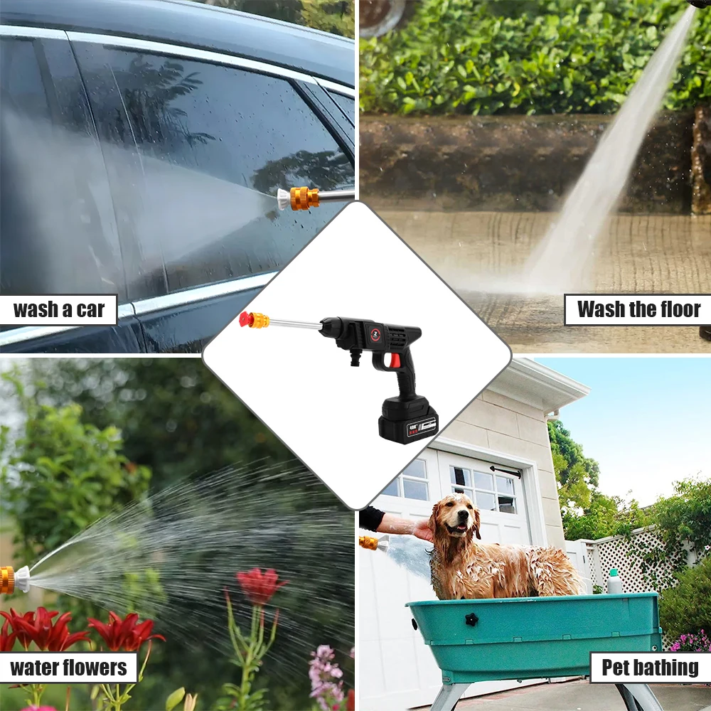 2000W Electric High Pressure Wash Rechargeable Car Wash Gun Cordless Electric Water Gun Foam Machine for 21V Battery