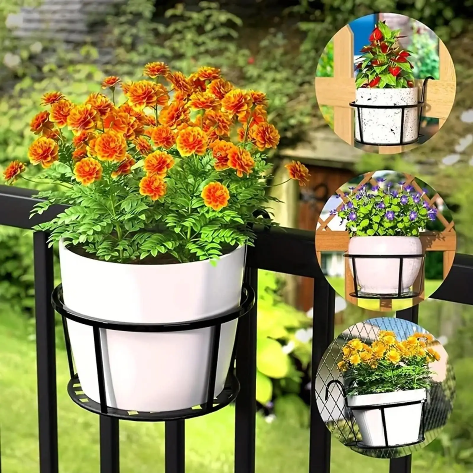 3Pcs Hanging Planters Baske Balcony Flower Rack Chlorophytum Comosum Flower Pot Hanger Bar Windowsill Simple Flower Rack