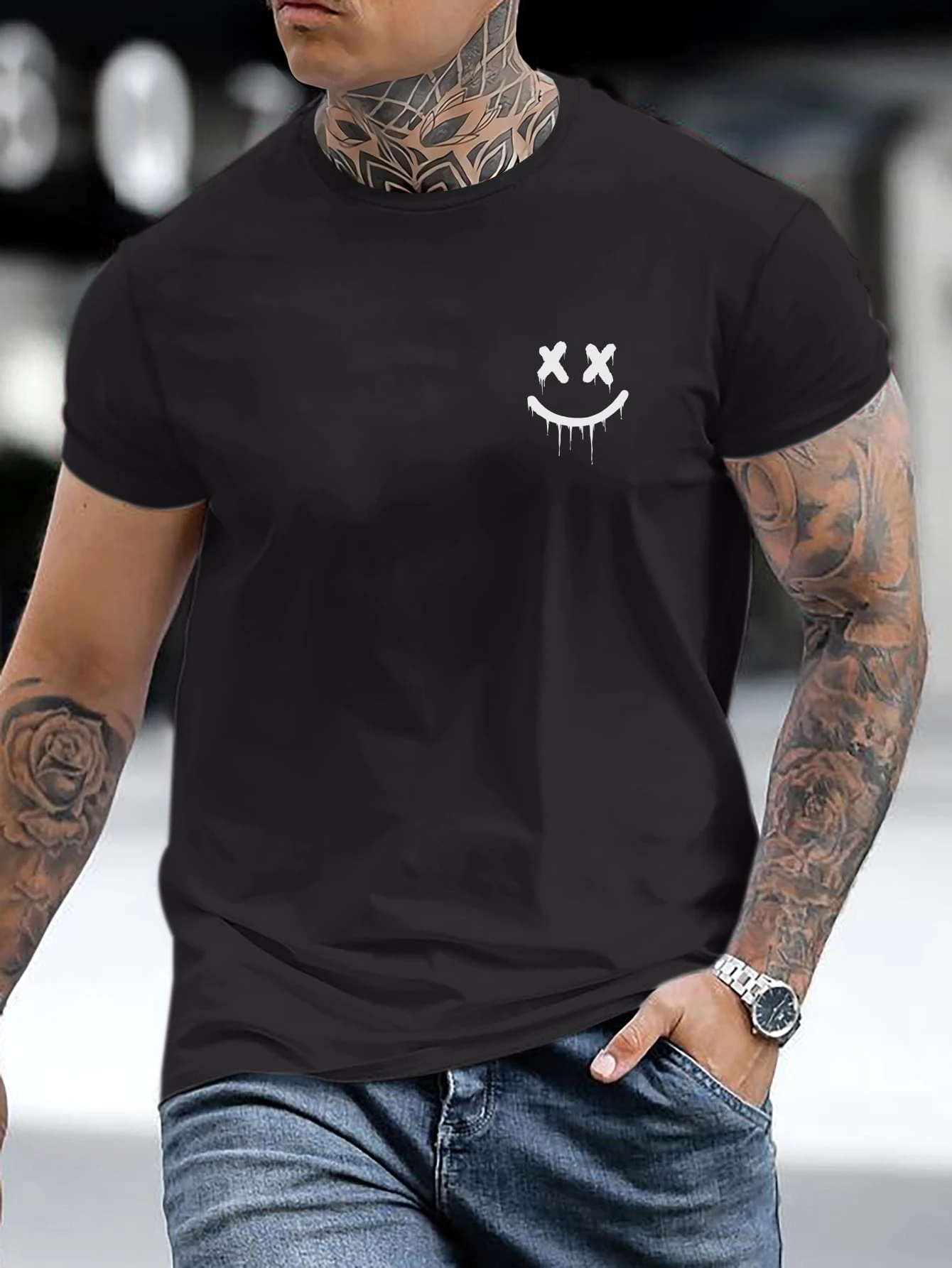 Homme Men Cartoon Graphic Casual Short Sleeve Tee, For Going Out