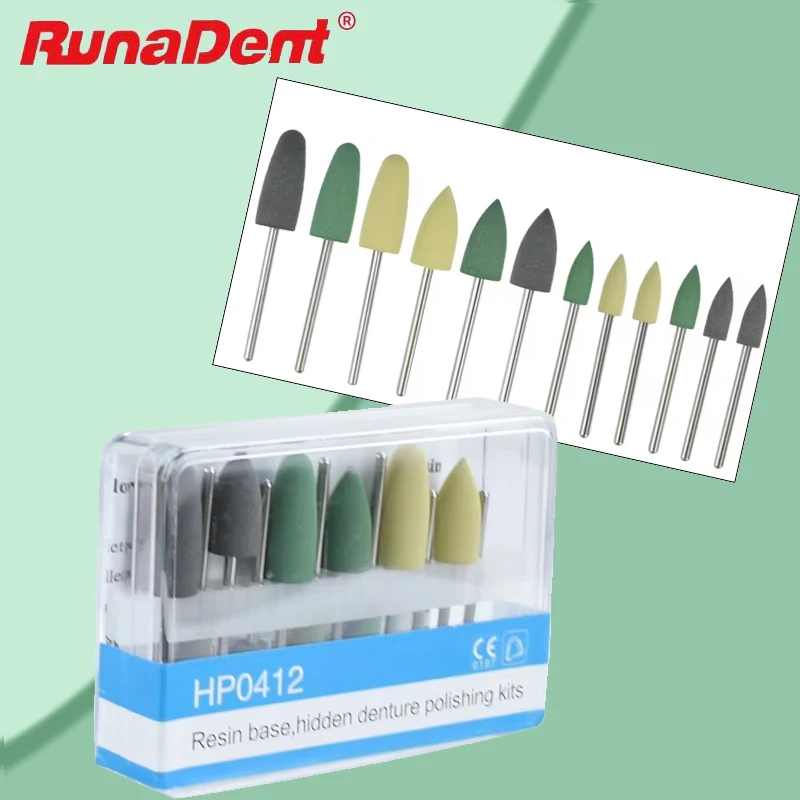 

Dental Polishing Kit HP0412 For Acrylic Denture Zirconia Porcelain Grinding, Rubber Silicone Polishers Resin Tools