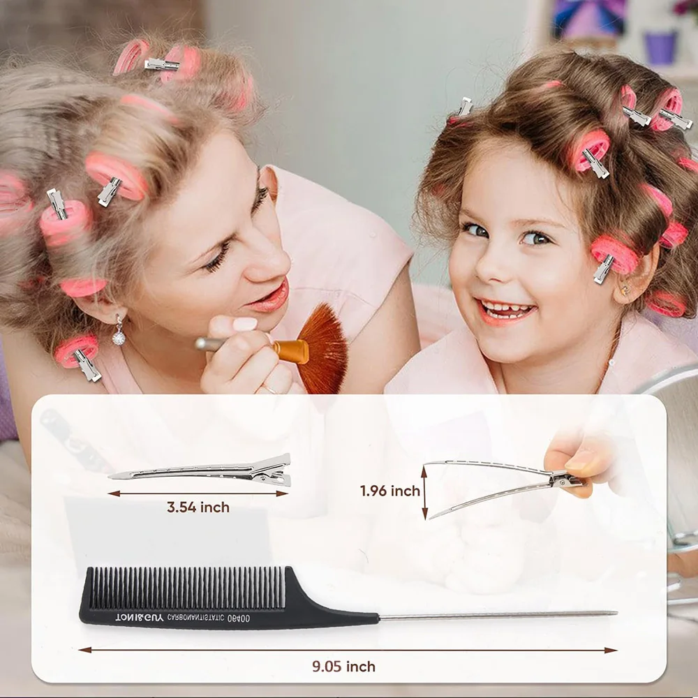 24pcs Silver Hair Clips For Styling Sectioning Metal Duck Bill Clips For Women Alligator Clip For Long Curl Thick Hair,Bows DIY view 2