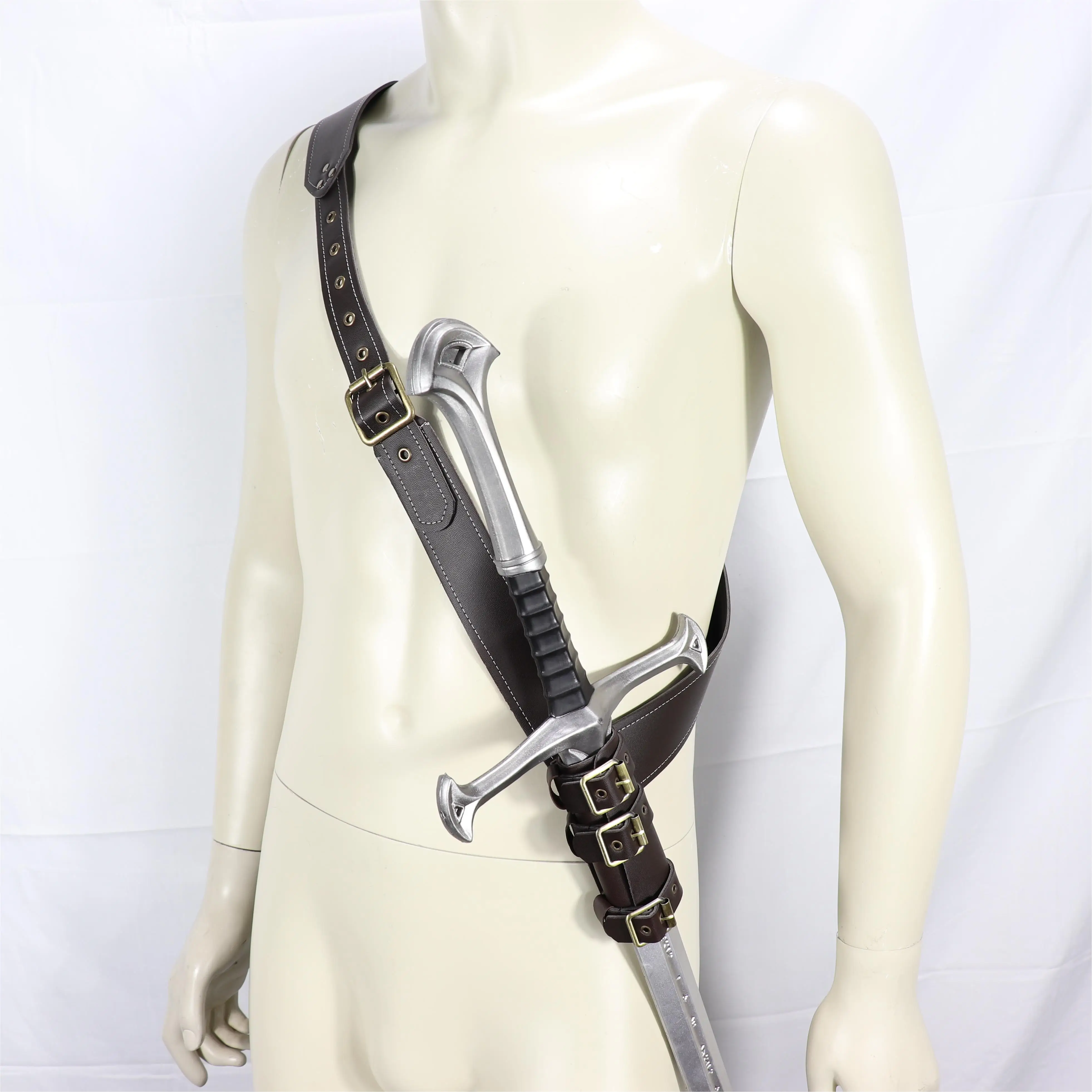 

Medieval Steampunk Viking Knight Shoulder Adjustable Pirate Dagger Holster Faux Leather Sword Holder with Strap for LARP Cosplay