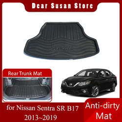 Car Rear Trunk Mat for Nissan Sentra SR B17 SV Sylphy 2013~2019 2014 Rug Luggage Cover Tray Panel Pad Liner Custom Accessories