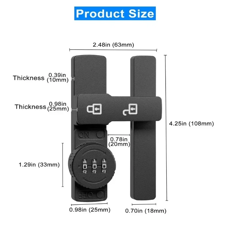 قفل مركب مضاد للسرقة لباب المنزل ، 3 أرقام ، قفل مركب للحمام ، خزانة نبيذ مع كلمة مرور ، أمان متين ، سبيكة زنك #6