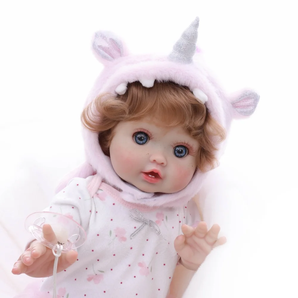

Cloveray 18 inch Original Full Body Vinyl Reborn Baby Doll Lifelike Unicorn Plush Set Vinyl Doll Collectible Artwork Kid Gift