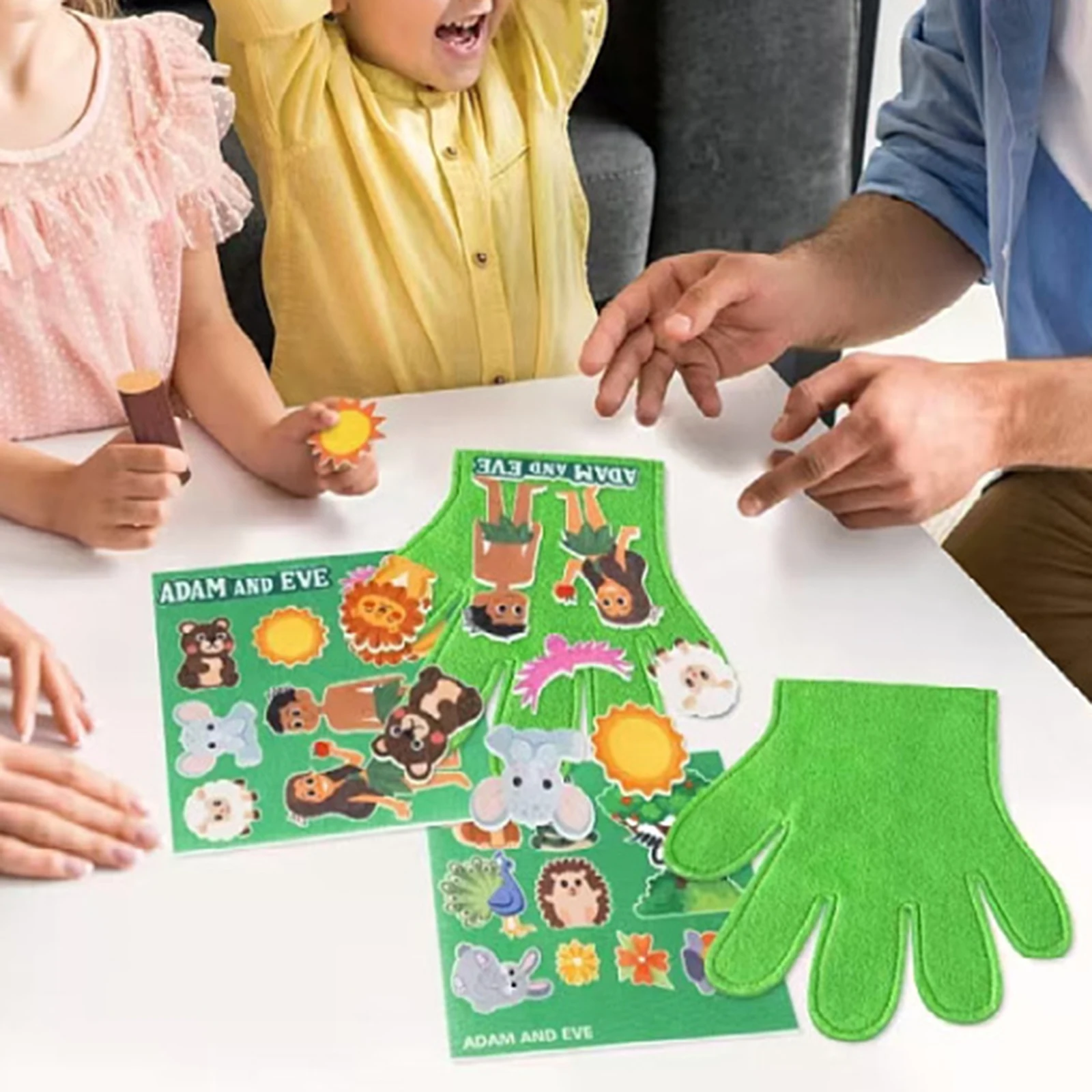 Marionetas de dedo de fieltro de animales, Kit de fabricación artesanal, regalo educativo interactivo para actividades en el aula en el hogar, aprendizaje temprano, 2 uds.