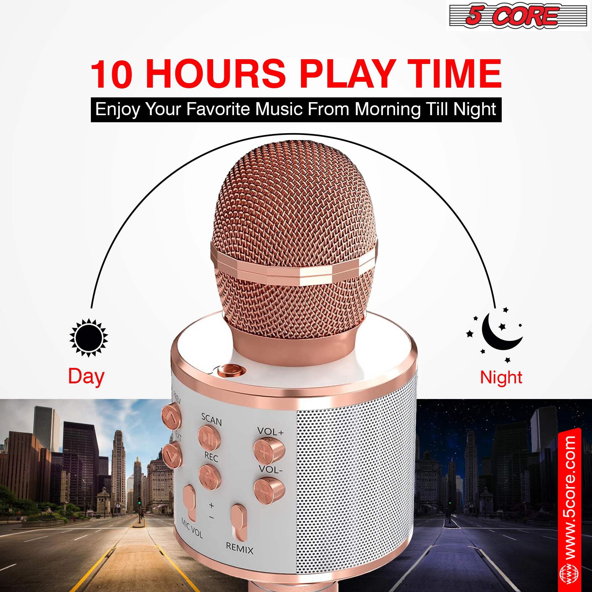 5 Core Microphone Wireless Karaoke Mic With Speaker 3 in 1 Portable Bluetooth Microfono Inalambrico WM SPK COPPER