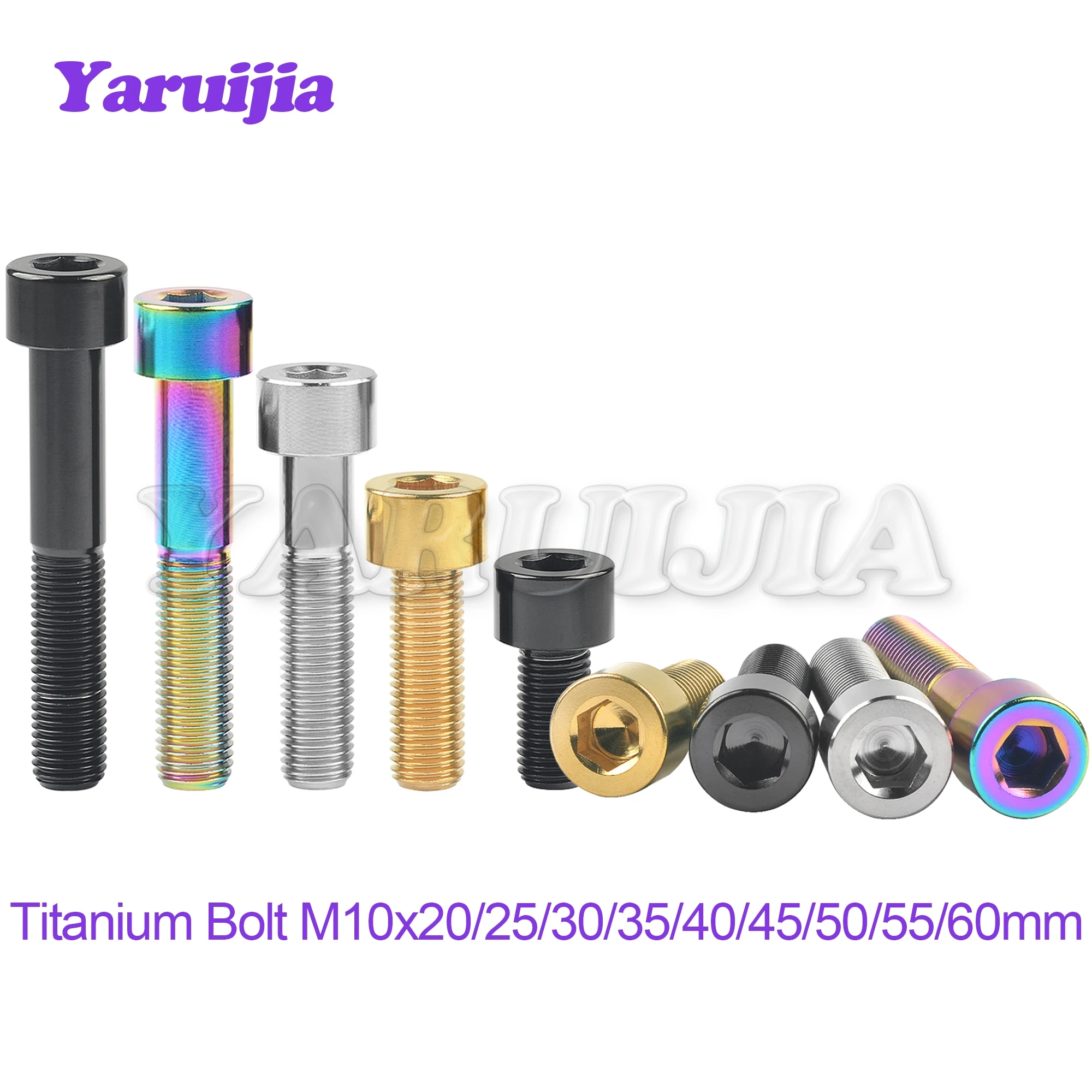 Yaruijia Titanium Alloy Bolt M10x20/25/30/35/40/45/50/55/60mm Cylindrical Head Allen Threaded Screws for Hardware Fastening Part