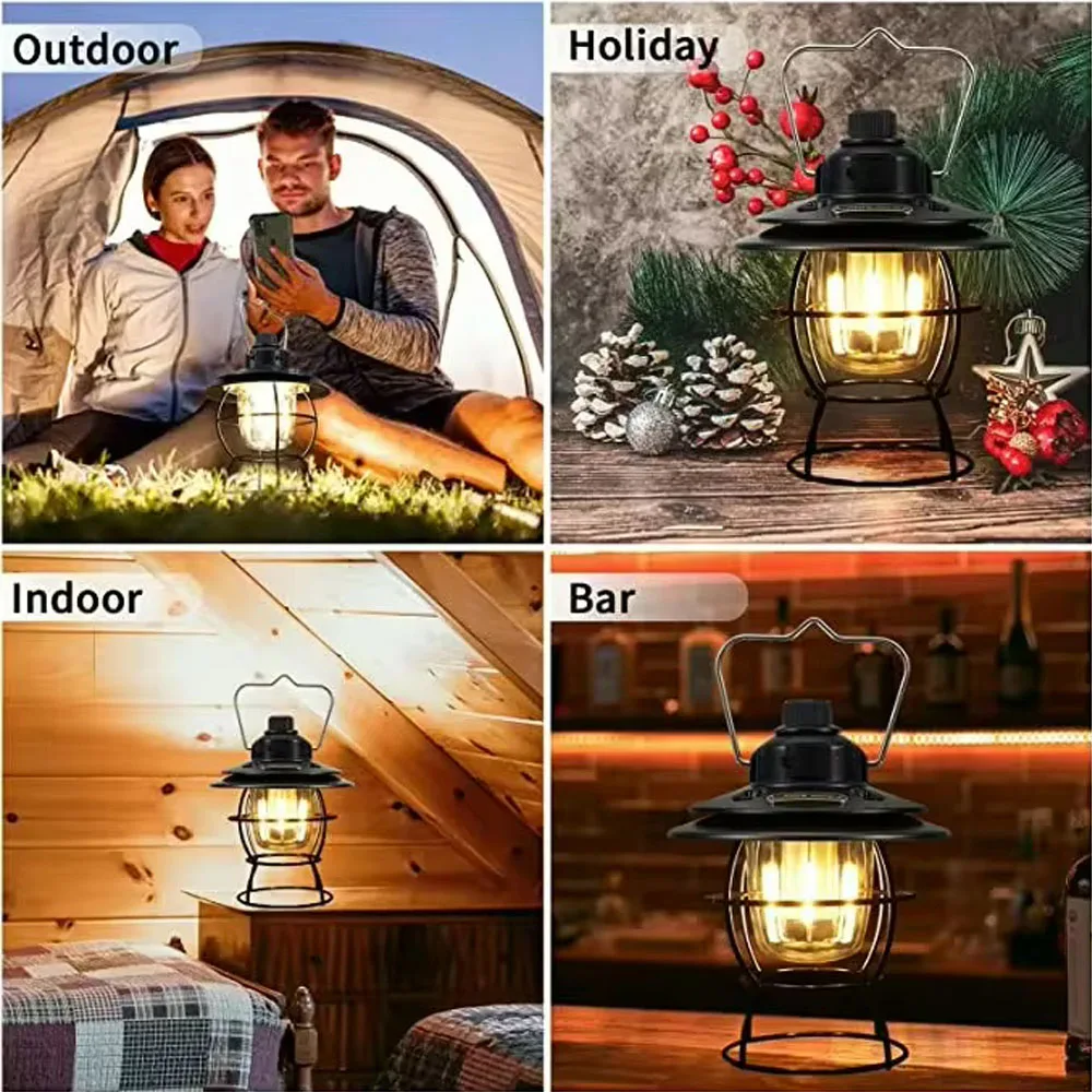 Imagem -06 - Recarregável Led Lanterna Portátil Luz Impermeável Retro Tent Lamp Equipamento de Pesca Viagem Iluminação Camping Luz ao ar Livre