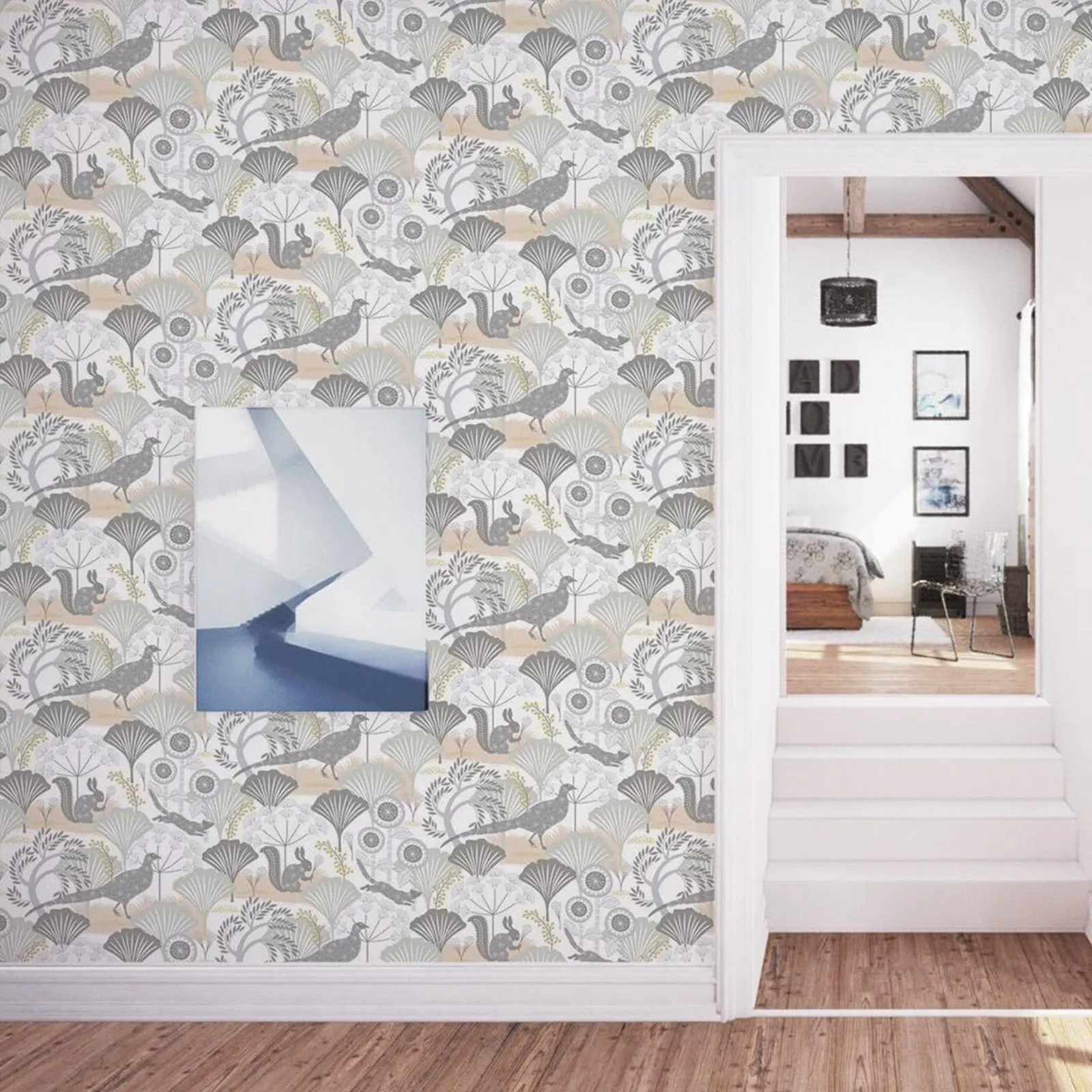 Woodland animals wallpaper camouflaged amongst a forest of magical giant flowers. Mardgomma Wall paper