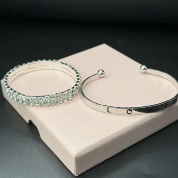 Minimalistická módní sada náramků (2 kusy) Nastavitelná manžeta LOVE + Dvouřadý zirkonový náramek, dárek k narozeninám 6 nejlepší prodej náramek 18 kg - №1