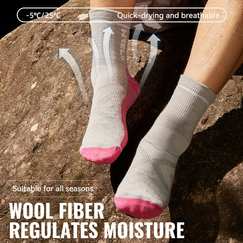 WRELS 1/2/3Pairs ميرينو جوارب من الصوف. سميكة جوارب للمشي لمسافات طويلة الجوارب الحرارية الرطوبة فتل الجري التنزه المضادة للانزلاق الشتاء جوارب من الصوف. #3