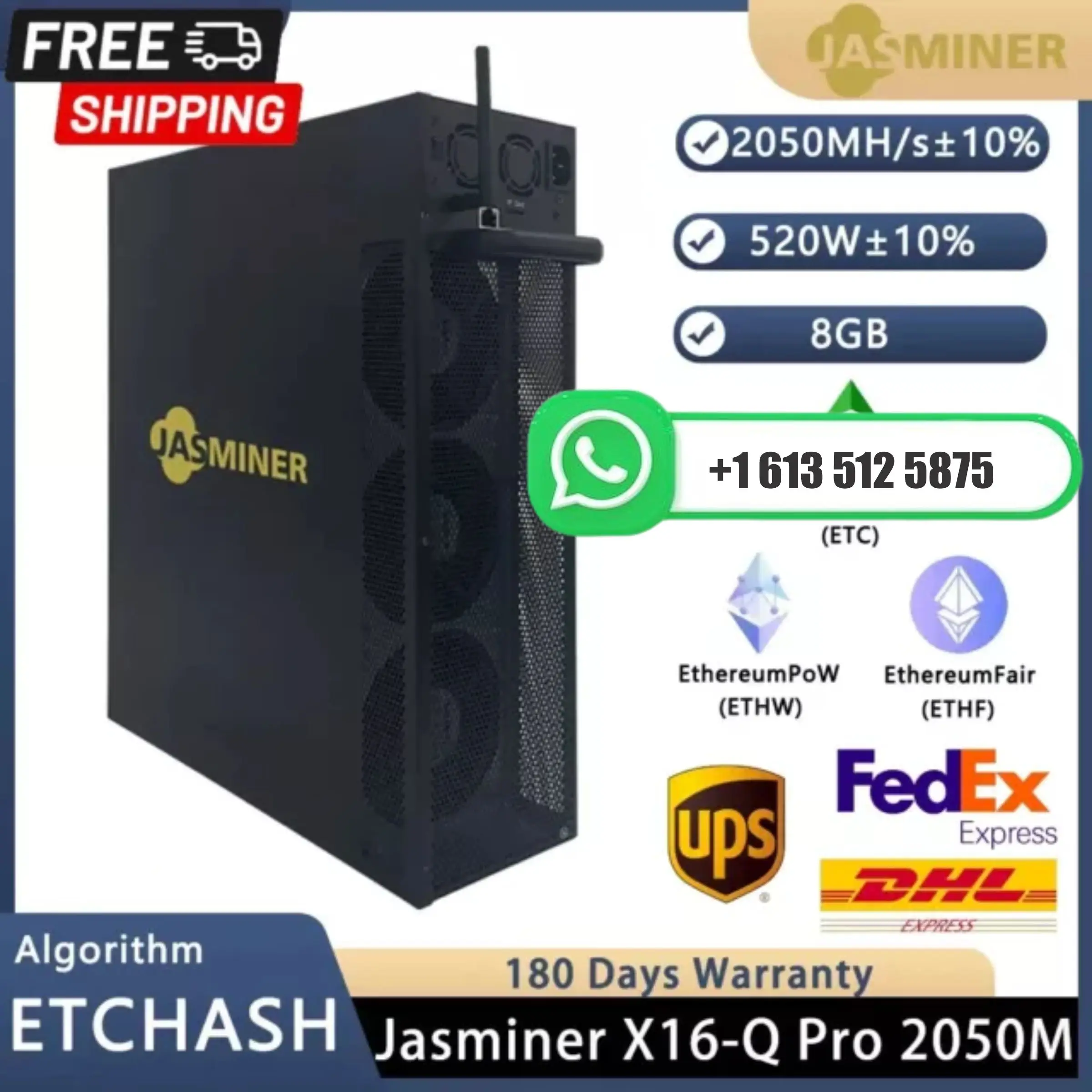 Суперпредложение JY: Купи 2, получи 1 бесплатно! Абсолютно новый JASMINER X16-Q ETC Octa Miner 1950M 620W, ультратихий сервер, версия Wi-Fi с блоком питания.