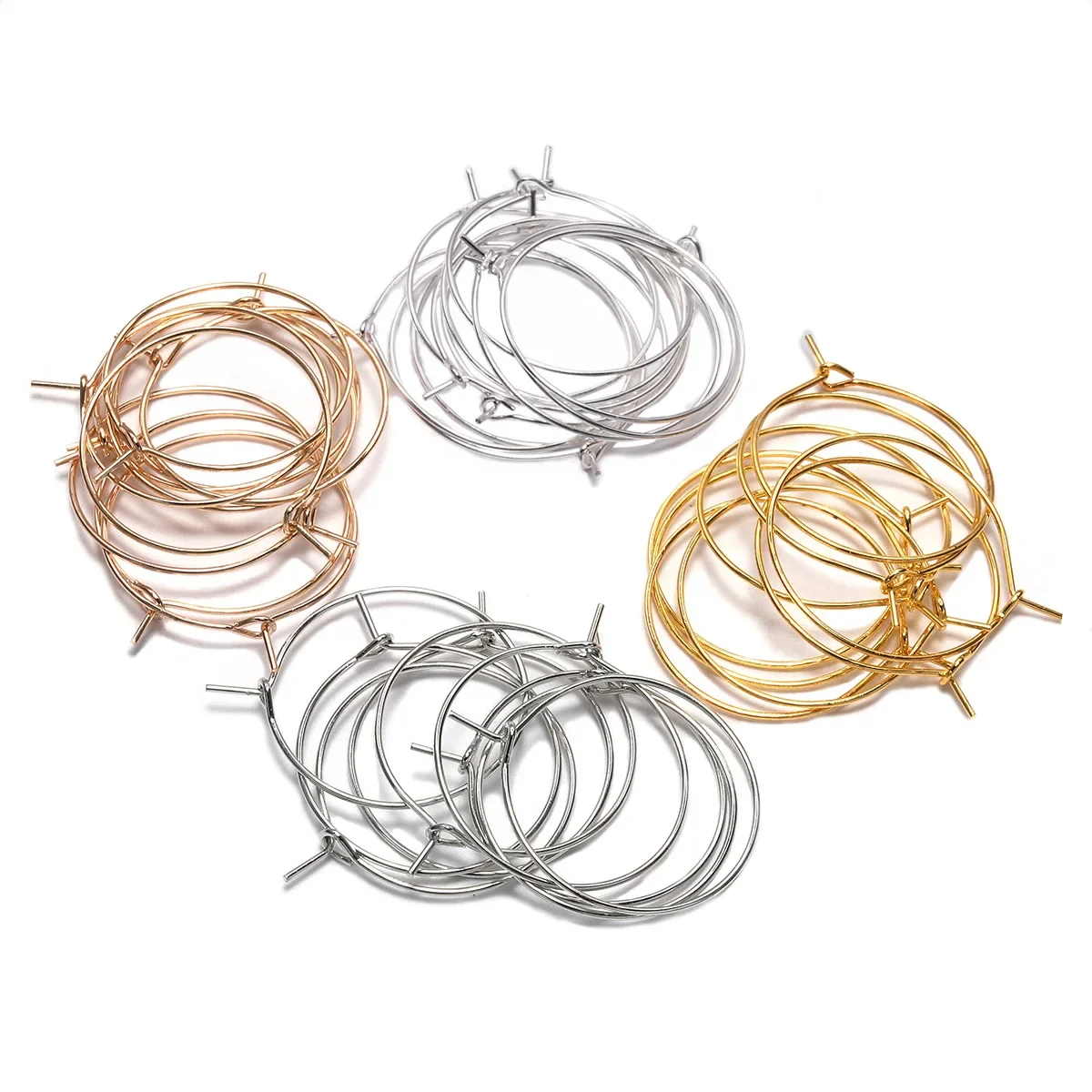 50 teile/los 20 25 30 35mm KC Gold Creolen Großen Kreis Ohr Draht Creolen Drähte Für DIY Schmuck