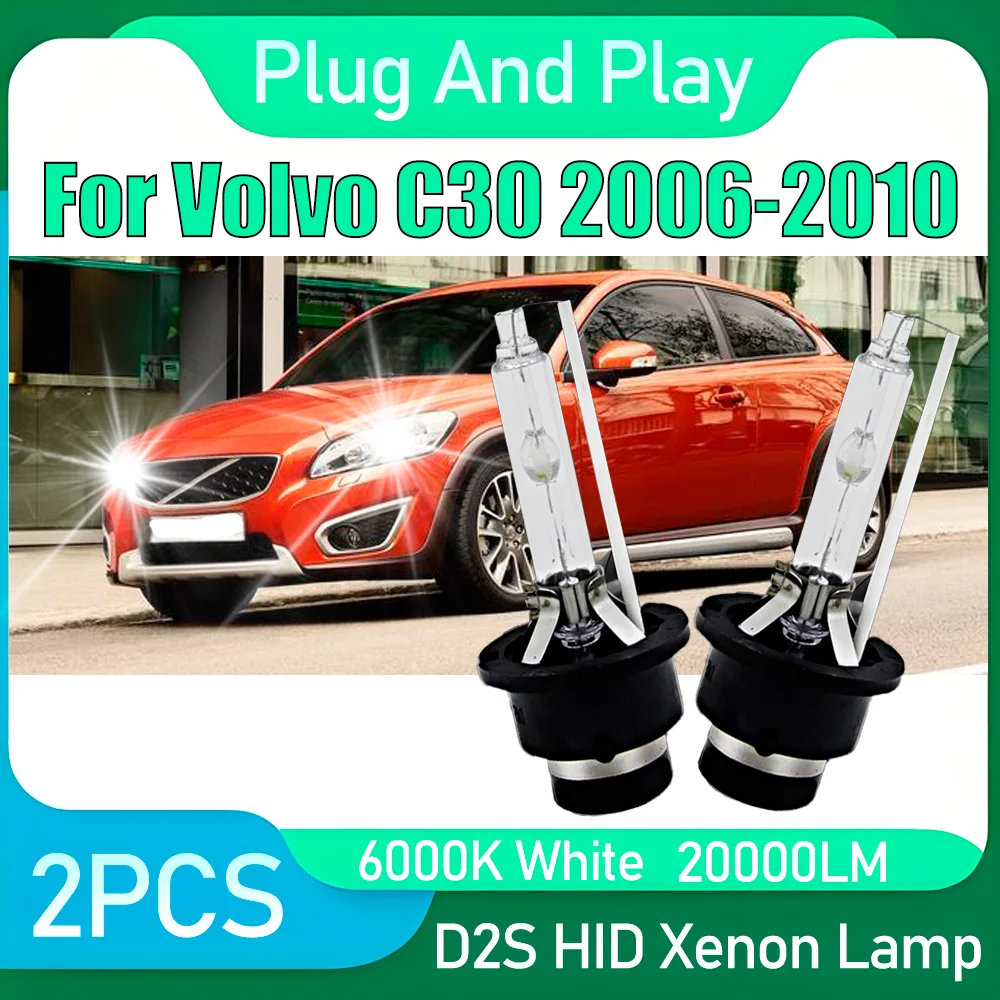 

2 шт. 20000LM высокой мощности D2S 6000K белые HID ксеноновые лампы 12 В Plug and Play ксеноновые фары для Volvo C30 2006-2010 2007