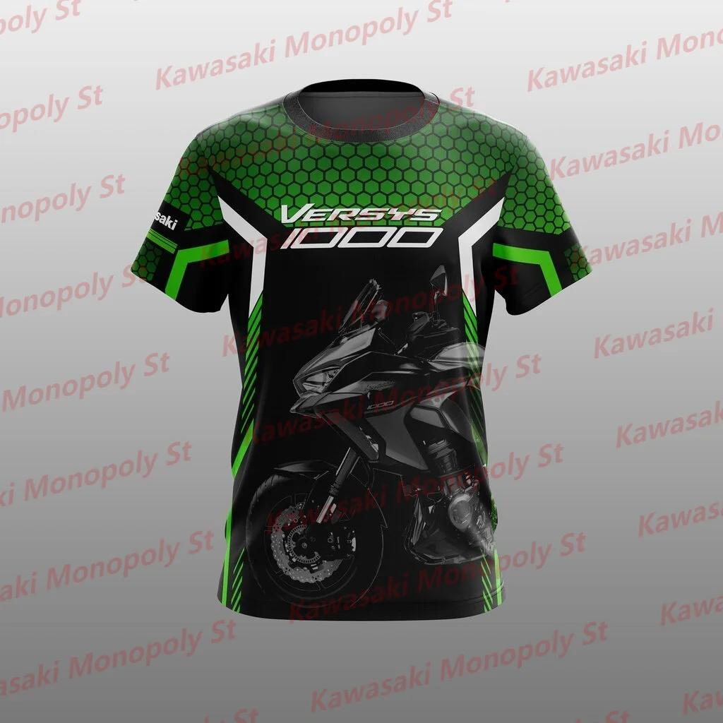 New Summer Kawasaki Versys 1000 Green Motorcycle Print Outdoor Racing Street Cool Men T-Shirt Kid/Adult Quick-Drying Training To