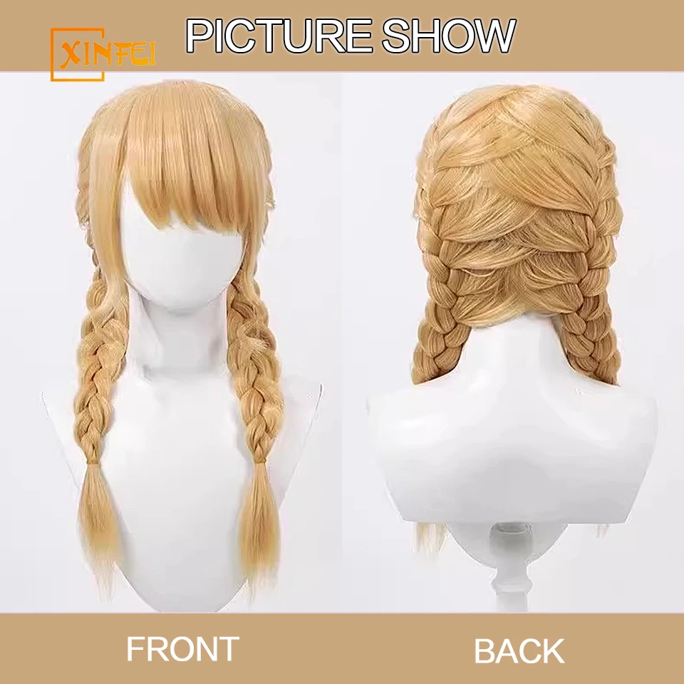 XINFEI Synthetic Hair Fujita Kotone Cosplay Wigs Gakuen Idolmaster Fujita Kotone   Blonde Braided Long Wig Heat Resistant