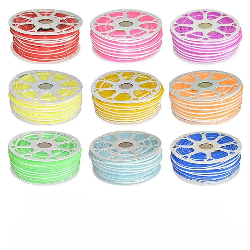 6mm aparte siliconen neonstrip 50/100M rollen 120 leds S-buigbaar nieuw flexibele led-tape voor LED DIY neonreclame waterdicht IP67 - afbeelding 2