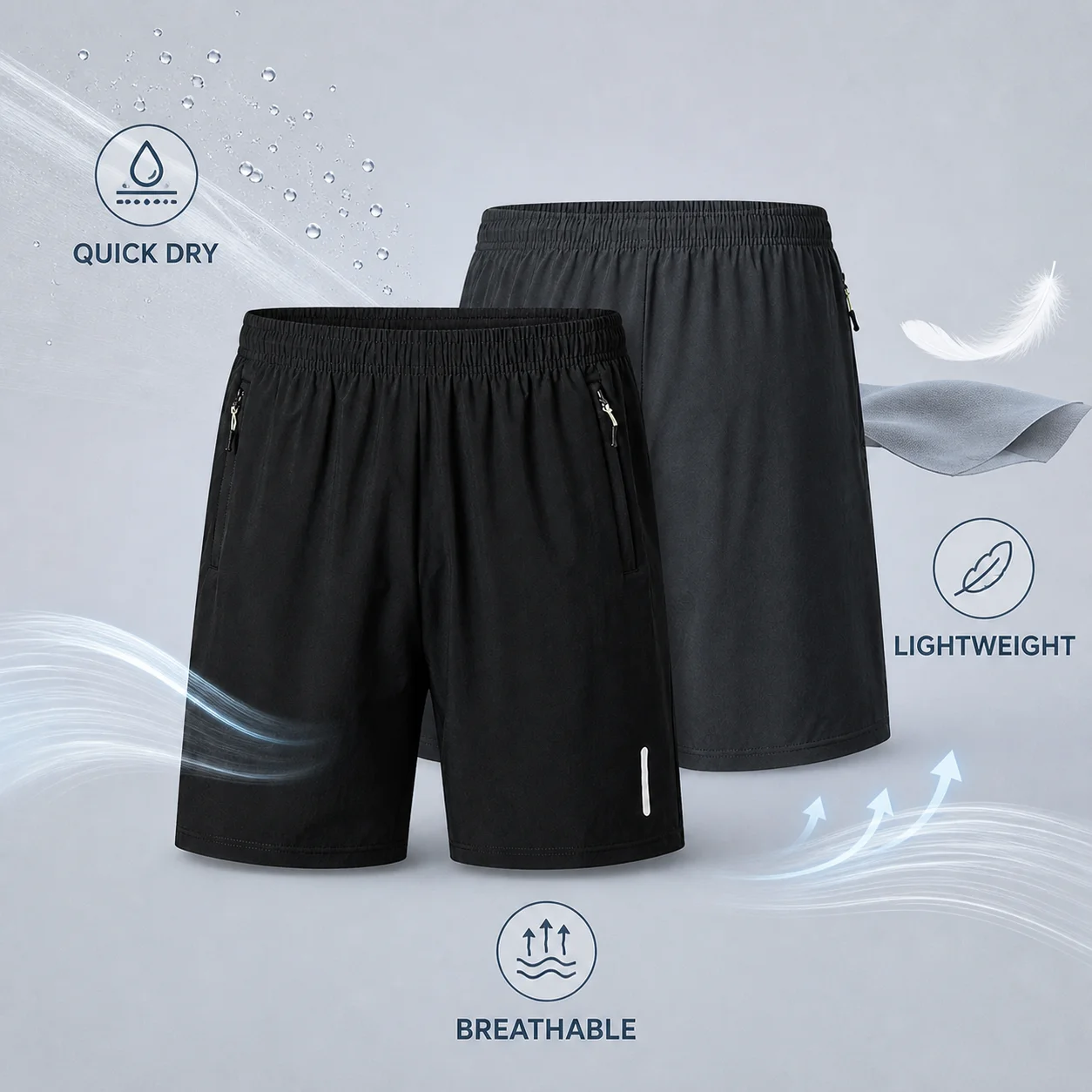 Quick-Dry Sports Shorts Men 2-Pack Elastic Waistband Loose Fit Athletic Shorts for Daily Running Best Choice 2026