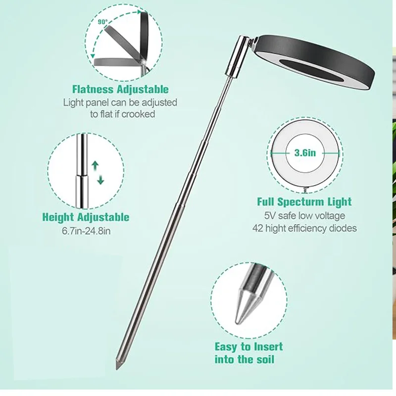 Planta hidropônica USB cresce a luz, Espectro completo, LED, Interior, Estufa, Vegetal, Flor