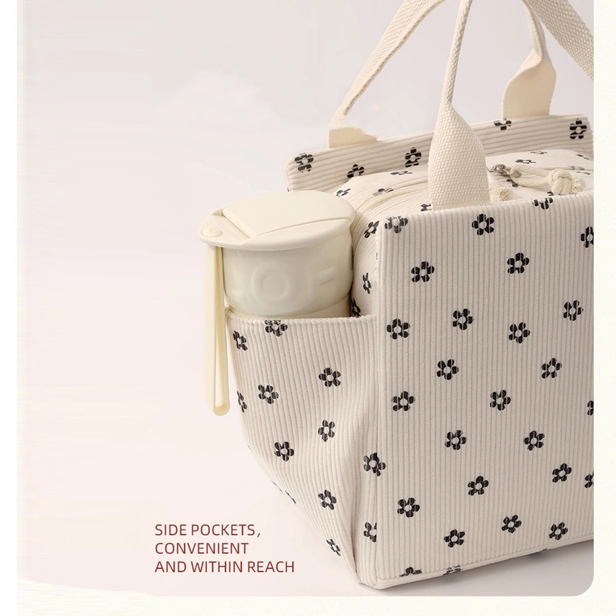 12L Lunchbox-Tasche, verdickte Aluminiumfolie-Isolierung, Lunch-Tasche, bedrucktes Cordmaterial, wasserdichte und ölbeständige Essenstasche – Detail 12