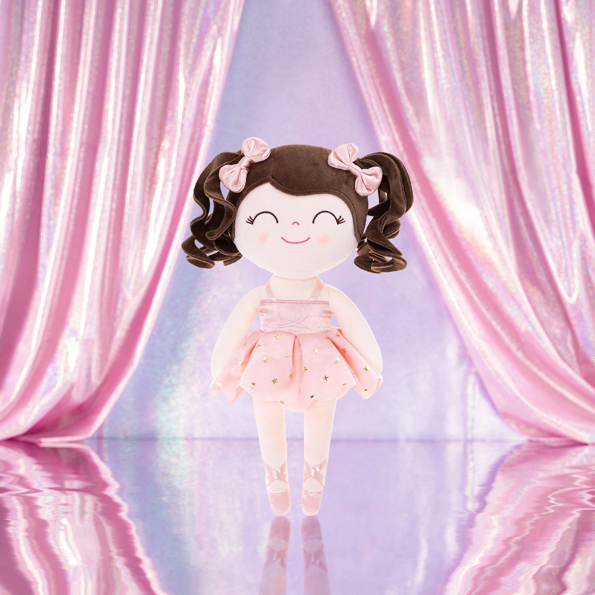 Cuddly Ballet Doll with Pink Shiny Dress, Ideal for Photography Moments