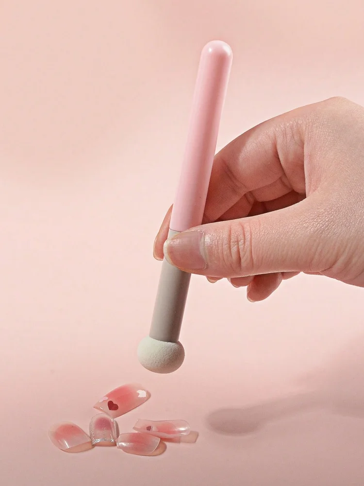 Pennello per Nail Art a Doppia Punta con Sfumatura e Ombreggiatura, Punta a Pennello per Dotting, Manico in Spugna con Strass, Strumento per Pittura Unghie