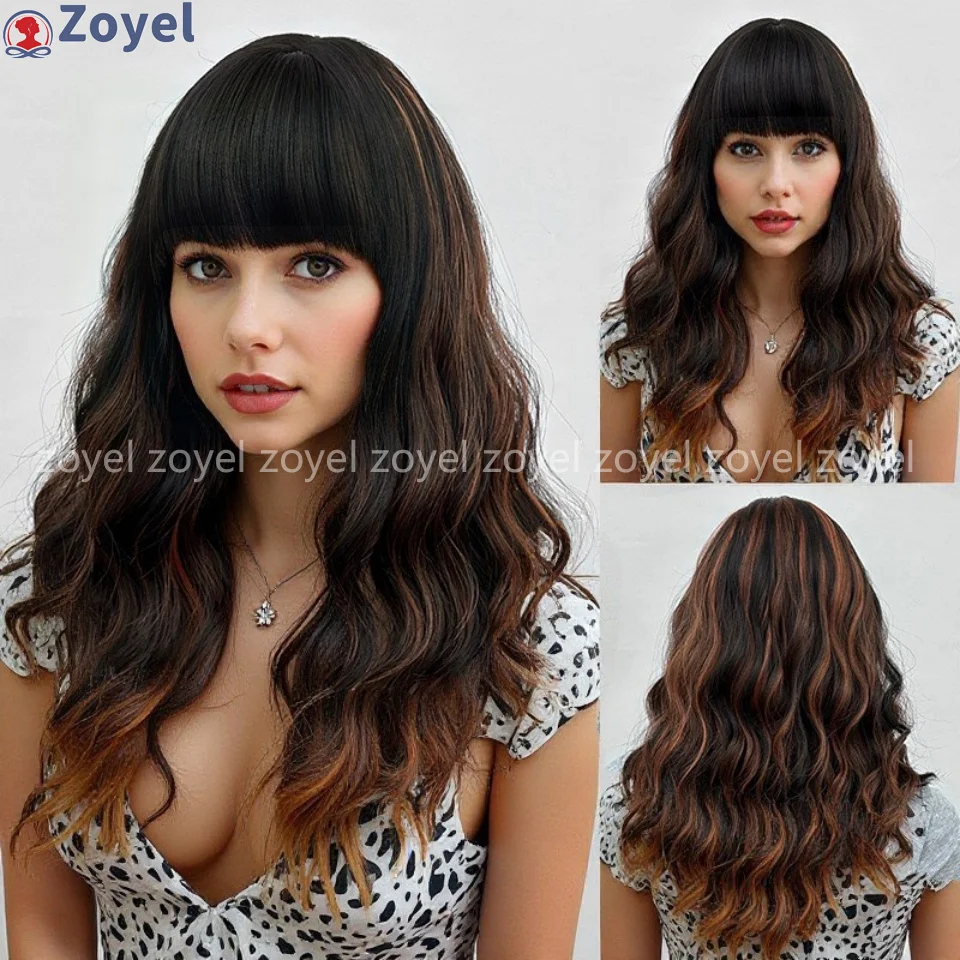 Full Machine Short Curl Synthetic Wig with Bangs Loose Curling Suitable for Women Comfortable Fake Hair for Ladies Daily Wear