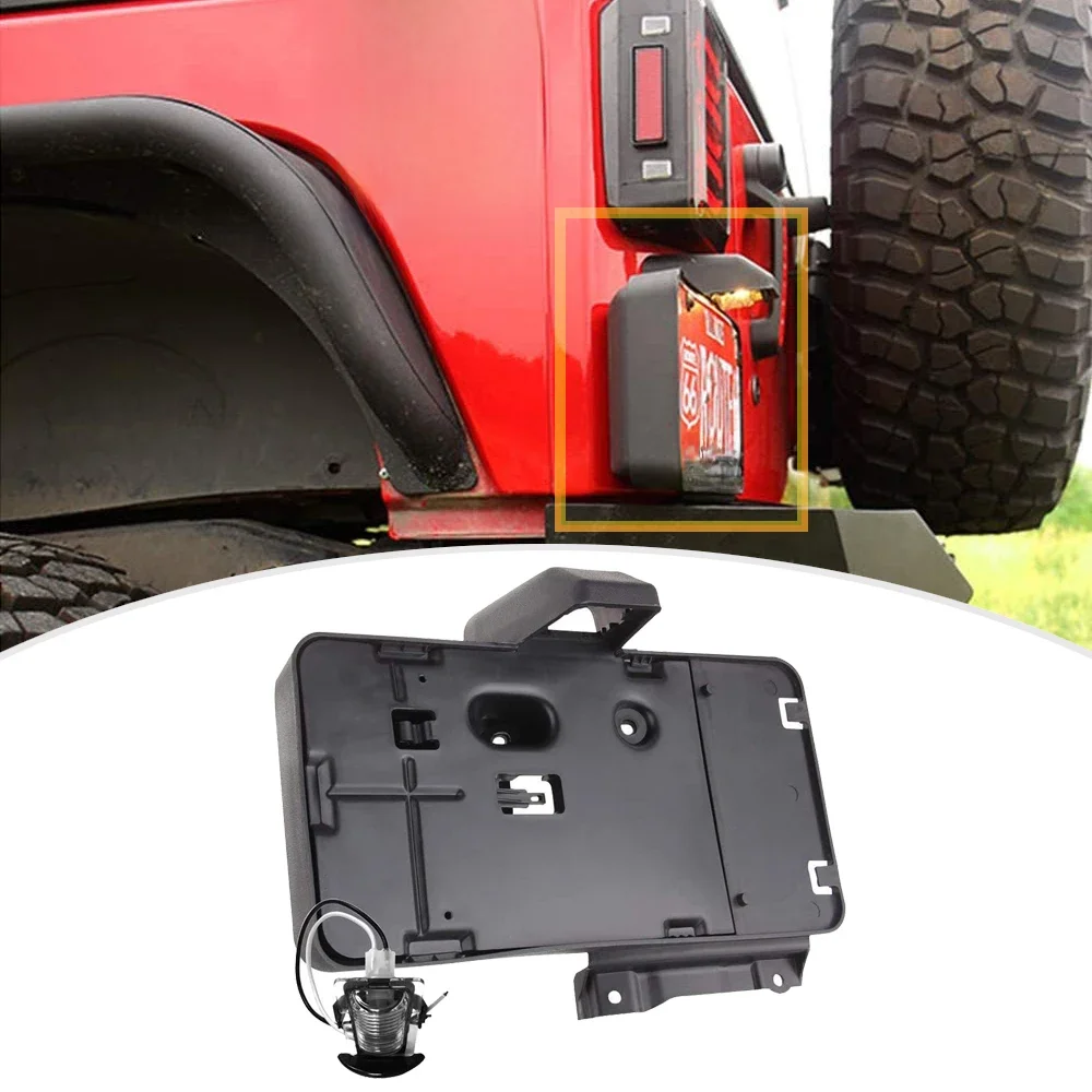 Dla Jeep Wrangler JK 2007-2017 Tylny uchwyt tablicy rejestracyjnej Rama Numer Tag Uchwyt montażowy ze światłem — 2