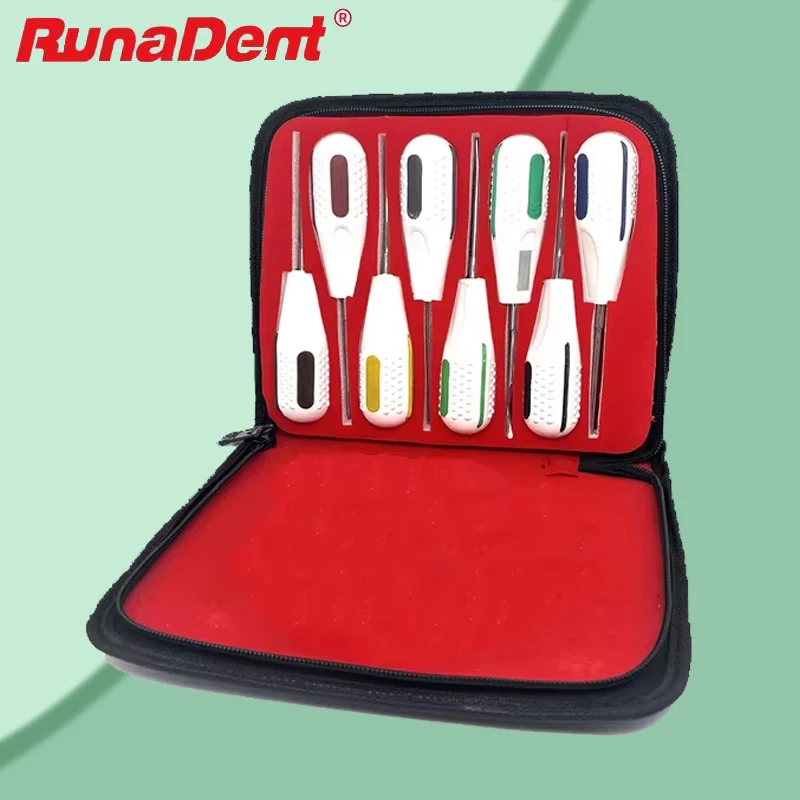 

8Pcs Dental Luxating Elevator Kit Minimally Invasive Tooth Extraction Tools Curved Root Elevators