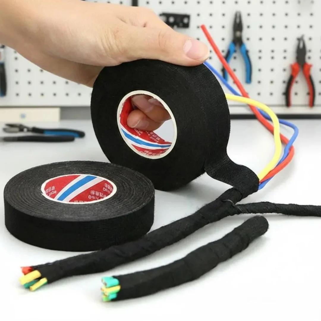 

2roll 15m 2.5cm wide Black High-Temperature Flame Retardant Electrical Tape - Waterproof Insulation for automotive Wiring & Circuit repair, Industrial Grade Adhesive, Tear-resistant,Halogen-Free,and Protection