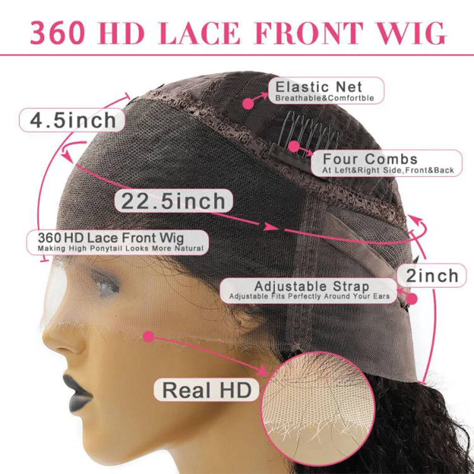 BEEOS Skinlike Curly 360 HD Lace Frontal Wig Water Wave 13x4 HD Lace Full Front Human Hair Wigs For Women Brazilian Pre plucked