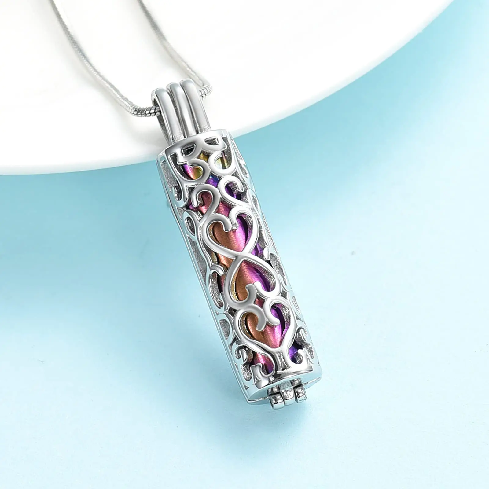 Customized Jewelry for Ashes Stainless Steels Cylinder Urn Necklace for Ashes Cremation Urn Pendant Keepsake Memorial Jewelry