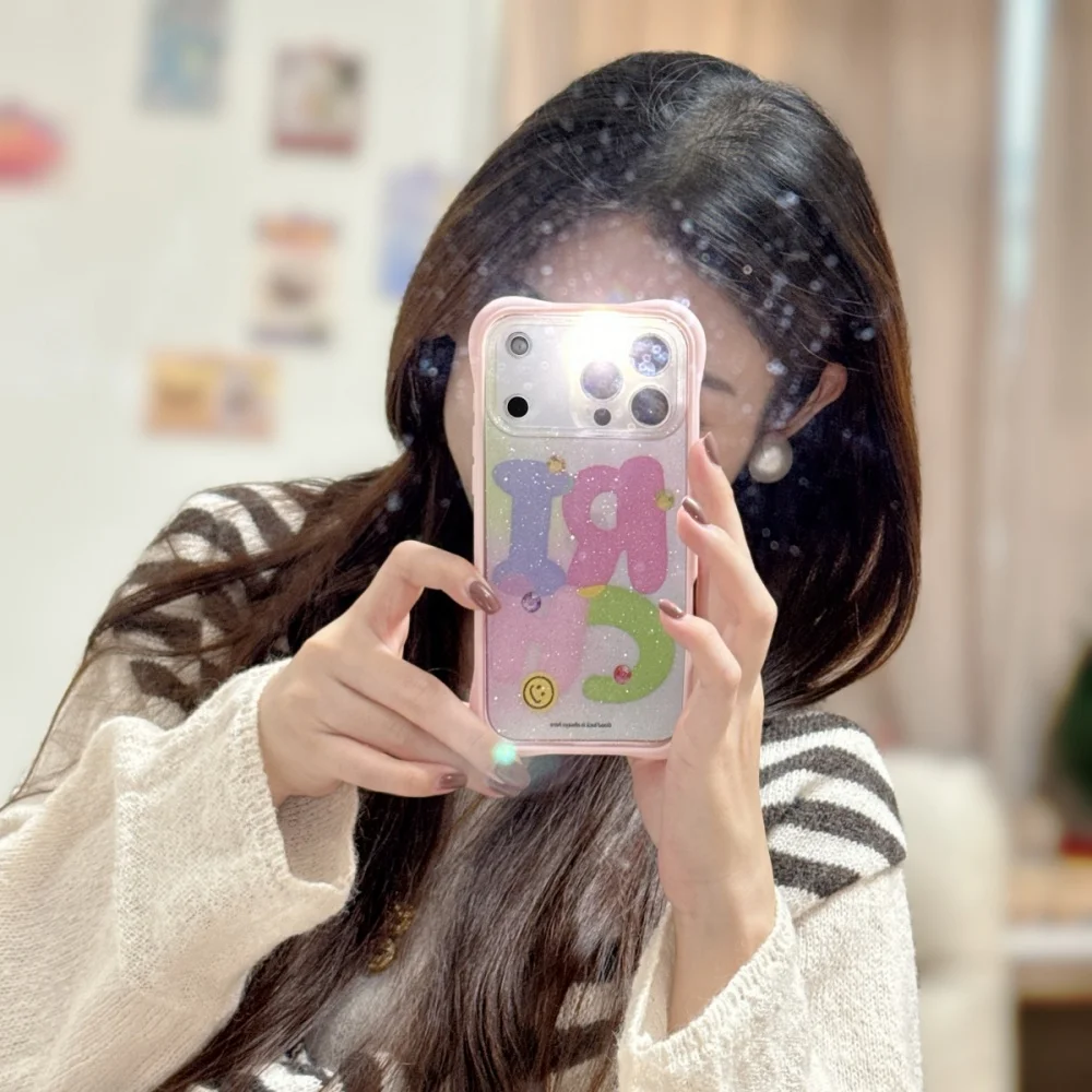 

Colorful childlike letter phone case, suitable for iPhone 14/15/16/17 Pro Max,Fundans17 childlike new shockproof protective case