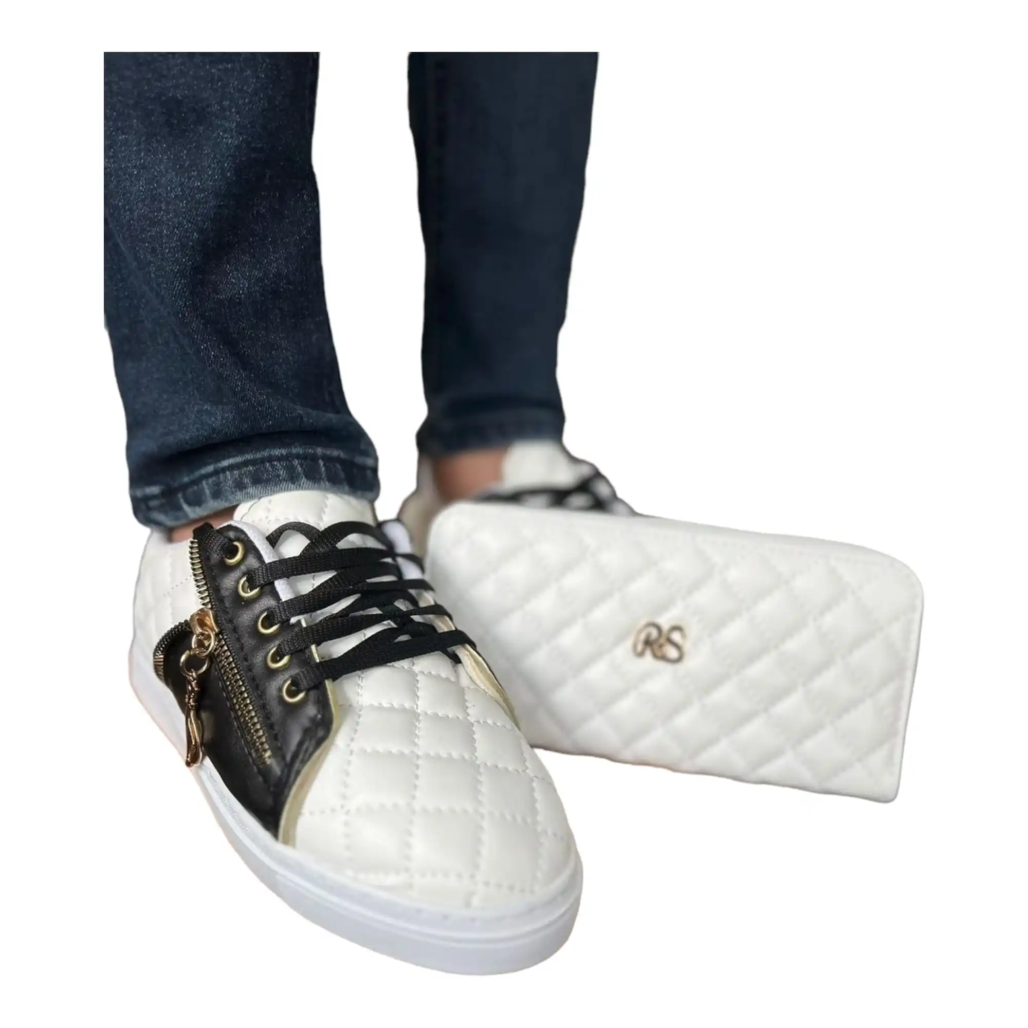 Classic Black & White : RS RAZAN ISTANBUL Women's Wallet & Athletic Shoe Set - Vibrant, Coordinated, and Stylish