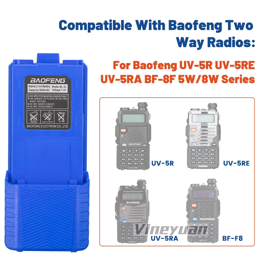 Rechargeable Battery BL-5L 3800mAh Extended Battery for BaoFeng UV-5R UV-5RB UV-5RE UV-5RE+ UV-5RA BF-F8 UV5R-III Radio Battery