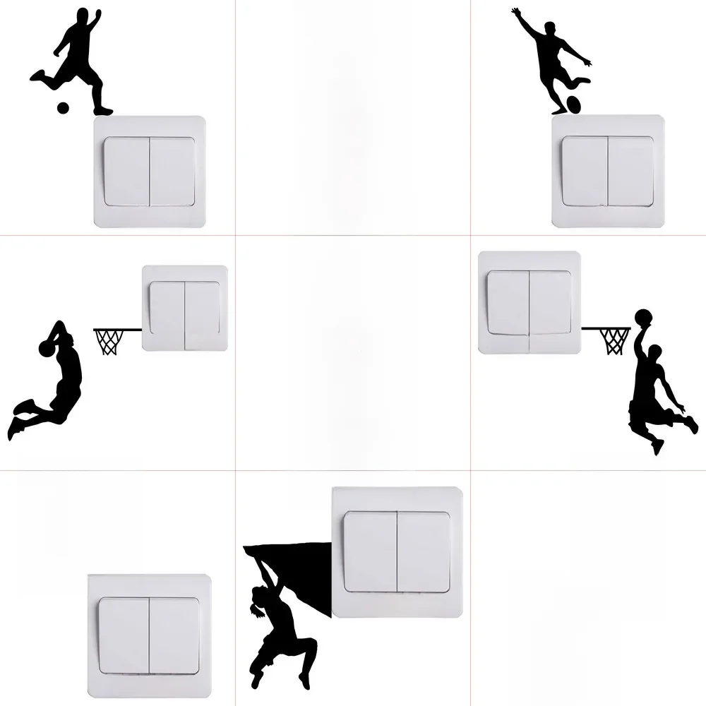 Décoration murale pour chambre d'enfants, autocollant de sport, Football, basket-ball, Tennis, patinage de figurines, surf, Yoga, escalade