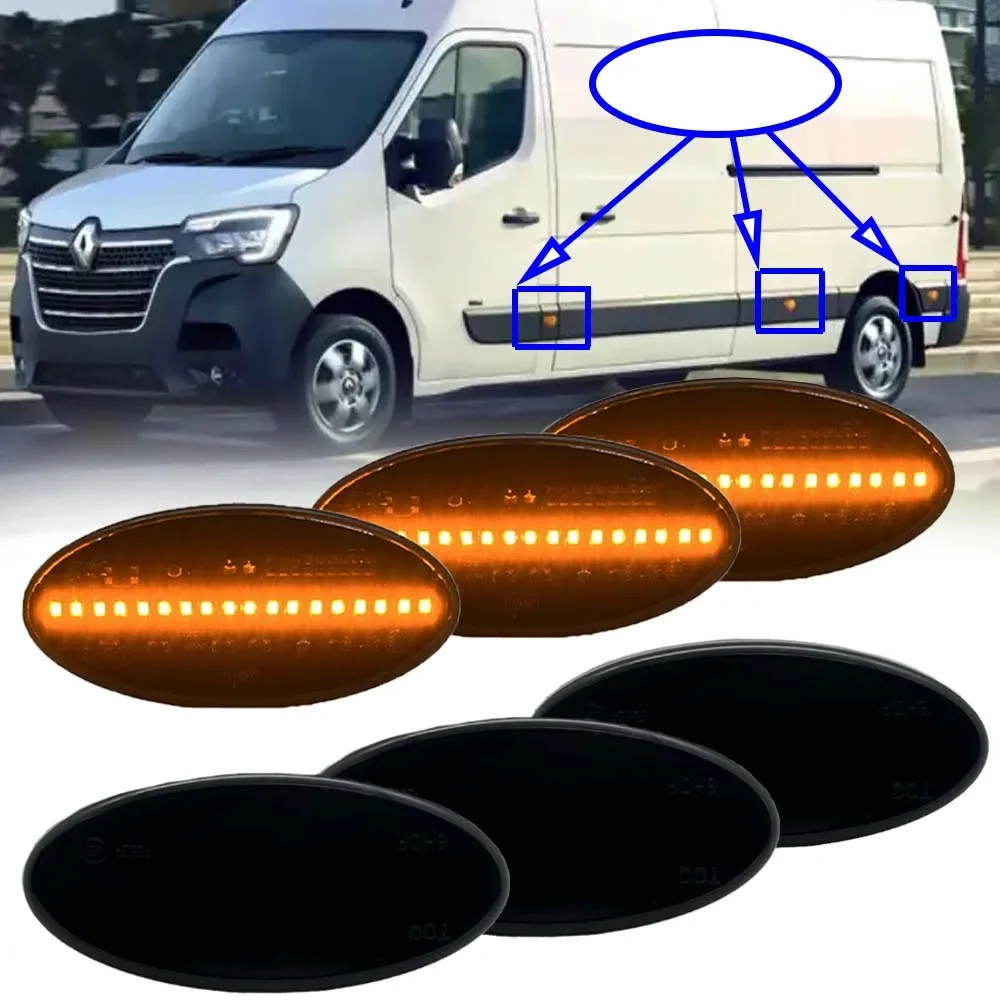 Lampe latérale LED ambre pour Renault Master MK3 Van Nissan NV400 Van 2012- Opel Movano MK2 2011- OEM # Feu latéral LED 261B00001R