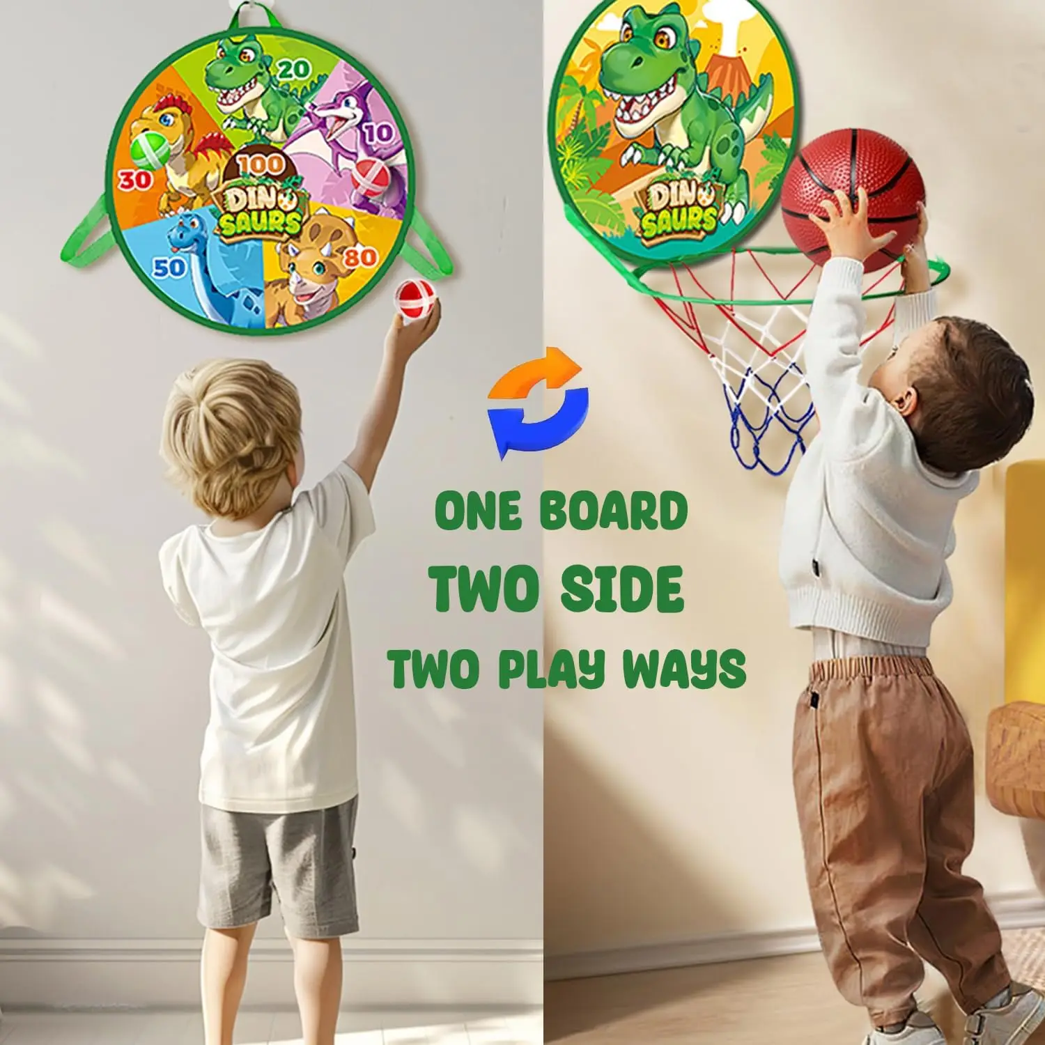 ขาตั้งบาสเกตบอล Dart Board 2 ใน 1 ของเล่นเด็กมินิขาตั้งบาสเกตบอลในร่มกลางแจ้งเล่น Dart Board ชุดสําหรับ 3 + ชายหญิงวันเกิด